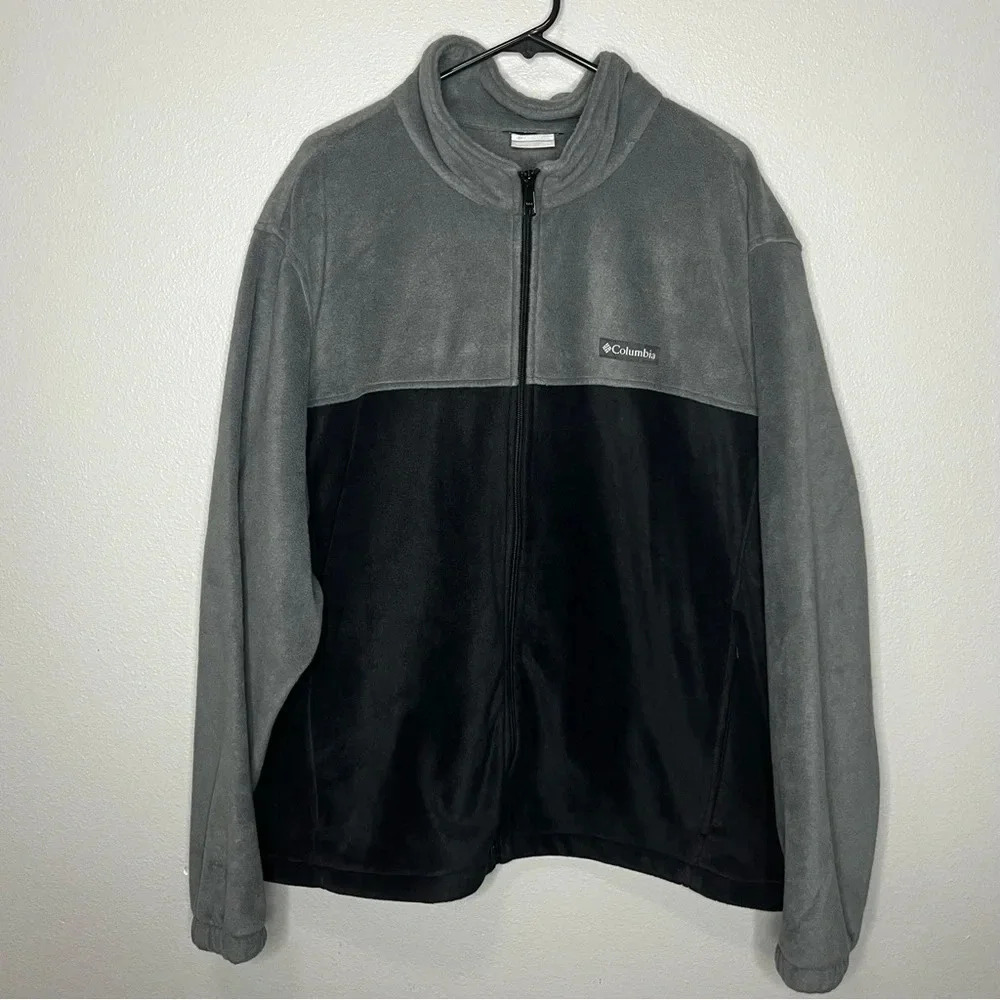 Columbia Steens Mountain 2.0 Fleece Zip Jacket Mens XXL Black Gray Outerwear New